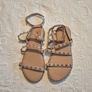 Torrie women's size 8WW tan sandals with strap decoration NWT #14501806